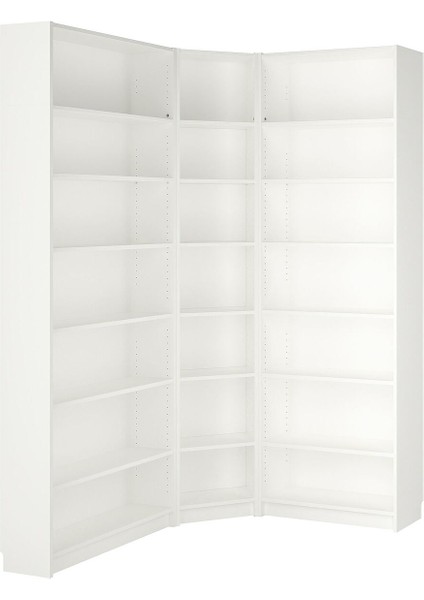 Köşe Kitaplık, Beyaz, 136/136X28X237 cm