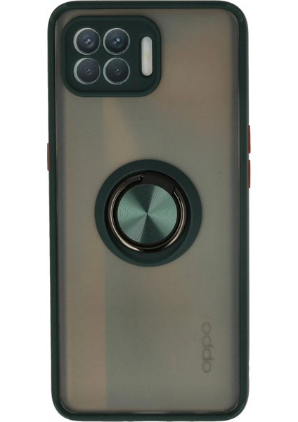 Oppo Reno 4 Lite Kılıf Montreal Yüzüklü Silikon Kapak - Yeşil