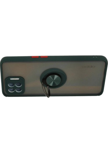 Oppo Reno 4 Lite Kılıf Montreal Yüzüklü Silikon Kapak - Yeşil modelleri