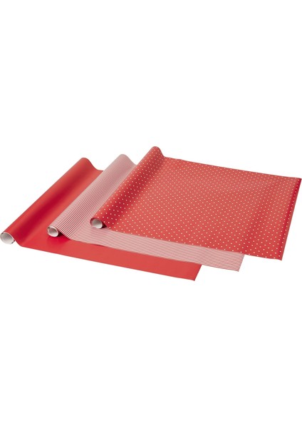 Hediye Paketi Kağıdı, Kırmızı-Beyaz, 3x0.7 M/2.10 M²