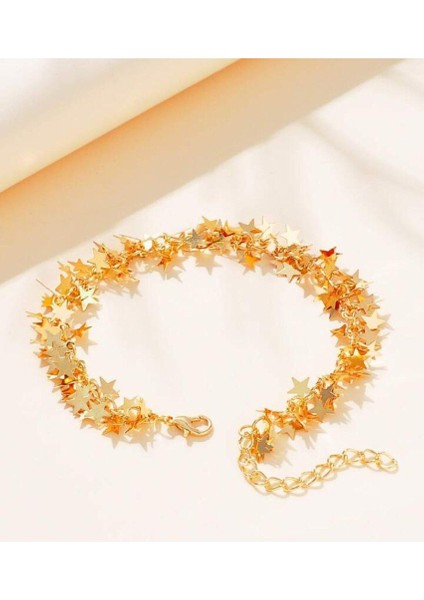 Parlak Zincirli Yıldız Model Kadın Bileklik ile Şıklığınızı Yansıtın