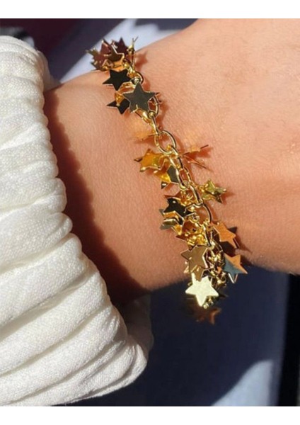 Parlak Zincirli Yıldız Model Kadın Bileklik ile Şıklığınızı Yansıtın modelleri