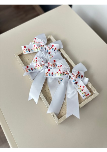 Beyaz Saten Fiyonk Toka - Çocuk Bayramı Özel Serisi fiyatları