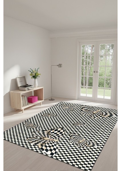 Desenlerin Içinde Kaybolan Güzellik: Optik Illüzyon Halısı Kaymaz Taban