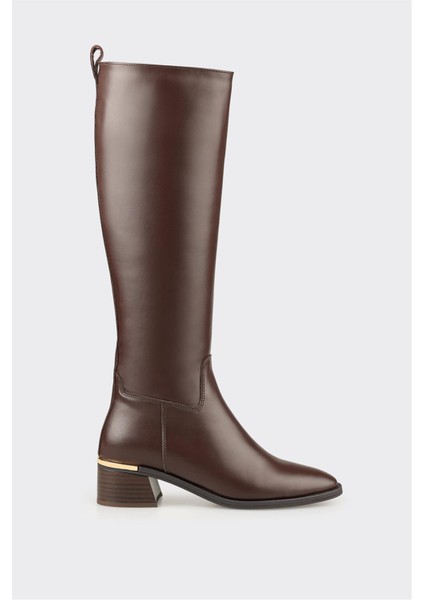 Kahve Deri Kadın Çizme