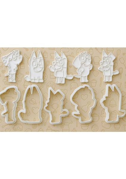 Bluey Temalı Kurabiye Kalıbı Seti - Sevimli Karakter Şekilli Kurabiye Fondan Kalıpları