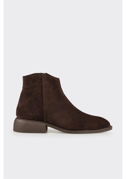 Kahve Deri Kadın Klasik Bot