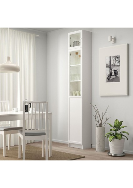 Cam/panel Kapaklı Kitaplık, Beyaz, 40X30X237 cm fiyatları