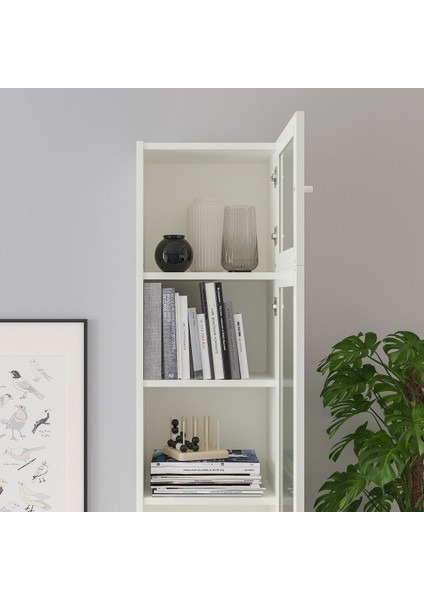 Cam/panel Kapaklı Kitaplık, Beyaz, 40X30X237 cm fırsatları