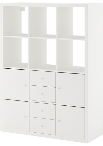 Açık raf ünitesi, beyaz, 112x147 cm, çekmeceli ve kapaklı