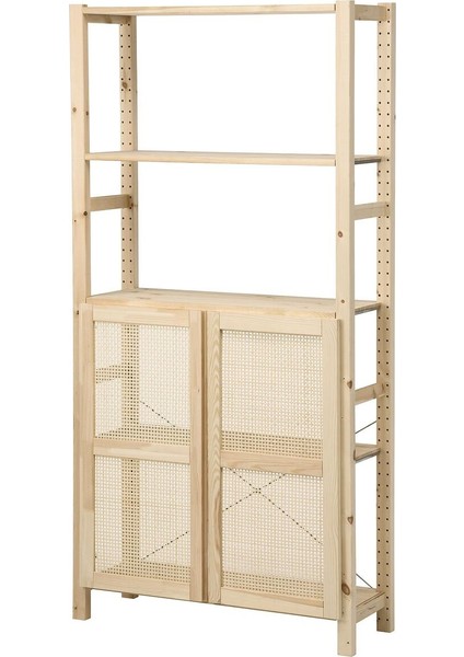 Kapaklı raf ünitesi, çam, 89x30x179 cm