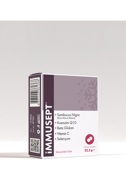 İmmusept Kara Mürver Koenzim Q10 Beta Glukan Vitamin C Çinko 30 Tablet
