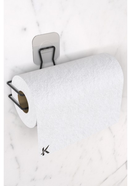 Sticker Yapışkanlı Dekoratif Rulo Havlu Tutacağı Şık Banyo Mutfak Tezgah Aksesuarı Rulo Havluluk