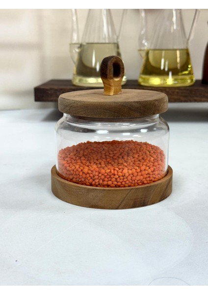 Nora 750 Ml Akasya Kapak Ve Standlı Kavanoz