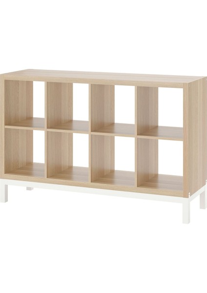 Açık raf ünitesi, ağartılmış meşe görünümlü-beyaz, 147x94 cm