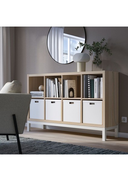 Açık raf ünitesi, ağartılmış meşe görünümlü-beyaz, 147x94 cm fiyatları