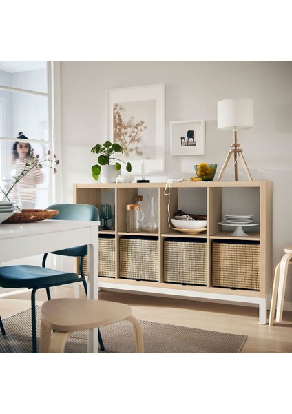 Açık raf ünitesi, ağartılmış meşe görünümlü-beyaz, 147x94 cm modelleri