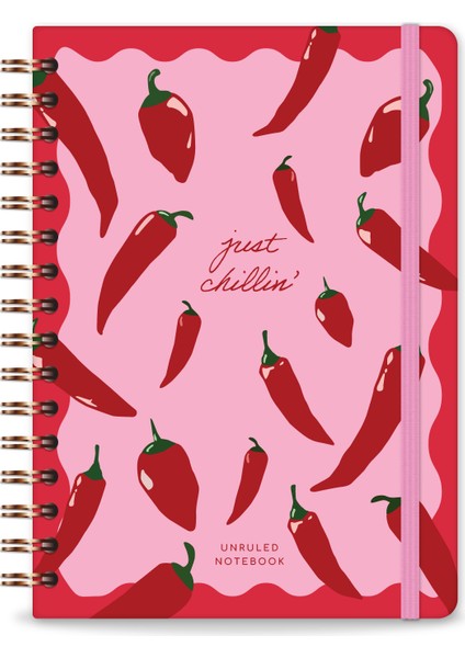 A5 Spiralli Sert Kapak Lastikli Düz - Çizgisiz Not Defteri Chili Biber indirimleri