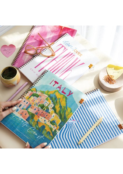 A4 Spiralli Karton Kapak 4'lü Set Kareli Okul Defteri 80 Yaprak - Ders Programlı Çok Renkli fiyatları