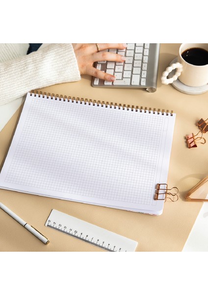 A4 Spiralli Karton Kapak 4'lü Set Kareli Okul Defteri 80 Yaprak - Ders Programlı Çok Renkli