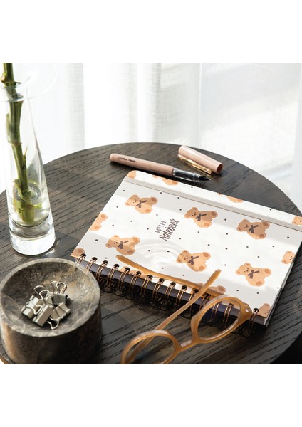 A5 Spiralli Sert Kapak Lastikli Noktalı Not Defteri Ayıcık fiyatları