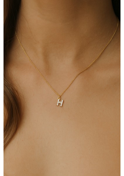 Harf Kolye Taşlı H Harf Gümüş Kolye modelleri