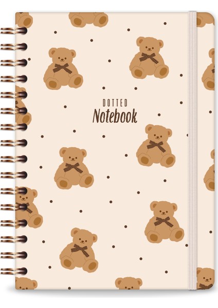 A5 Spiralli Sert Kapak Lastikli Noktalı Not Defteri Ayıcık indirimleri