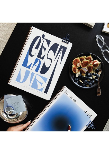 A4 Spiralli Karton Kapak 2’li Set Çizgili Okul Defteri 80 Yaprak, Ders Programlı Aura