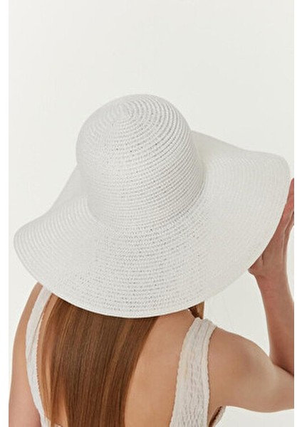 Beyaz Hasır Şapka Kadın Kullanımı İçin Güneşten Koruyucu Tasarım indirimleri