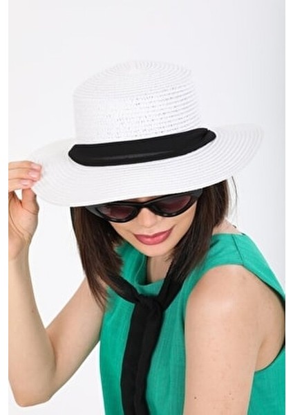 Siyah Kurdeleli Hasır Şapka Kadınlar İçin Zarif Plaj Aksesuarı indirimleri