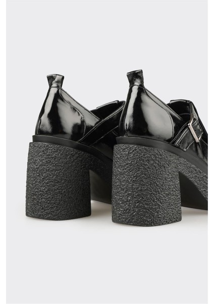 Siyah Deri Kadın Topuklu Ayakkabı fırsatları