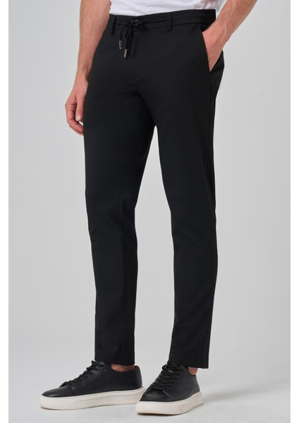 Erkek Siyah Poliviskon Jogger Slim Fit Pantolon fırsatları
