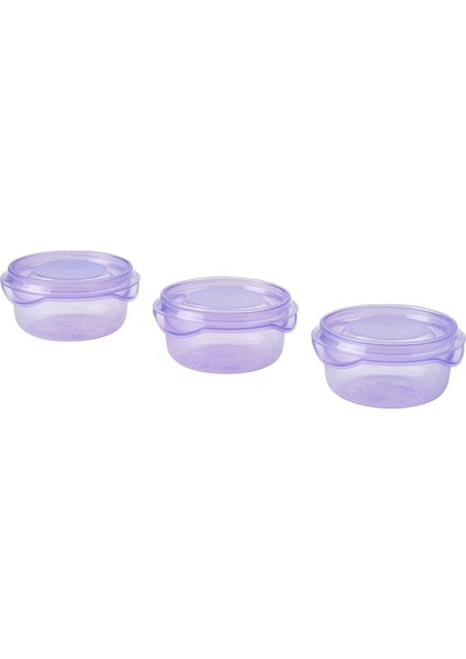 Plastik Saklama Kabı Seti, Lila, 70 Ml, 3 Parça