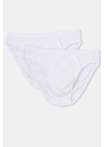 1191 Erkek 2'li %100 Pamuk Slip Külot-Beyaz