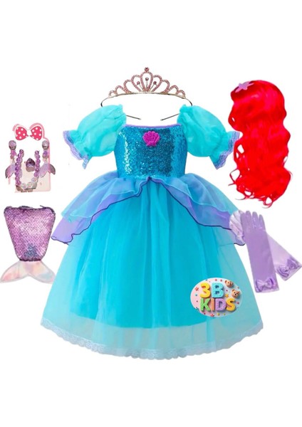 Deniz Kızı Peruklu Balo Kostüm Elbisesi