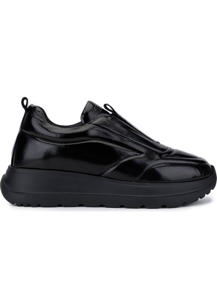 Kadın Hakiki Deri Siyah Rugan Sneakers & Spor Ayakkabı 1107 521 Bn Ayk SK25-26 Sıyah Rugan