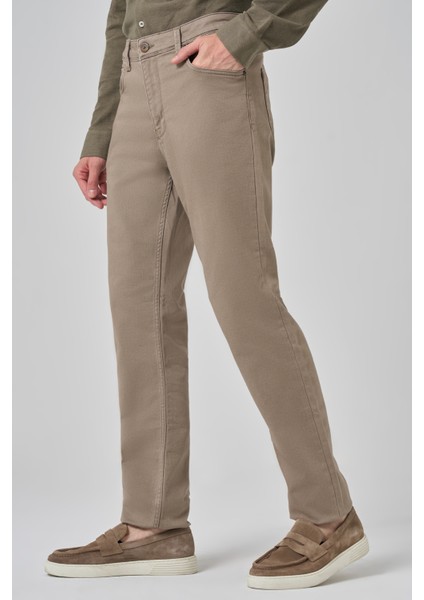 Erkek Bej Denim 5 Cep Dynamic Fit Jean Kot Pantolon fırsatları