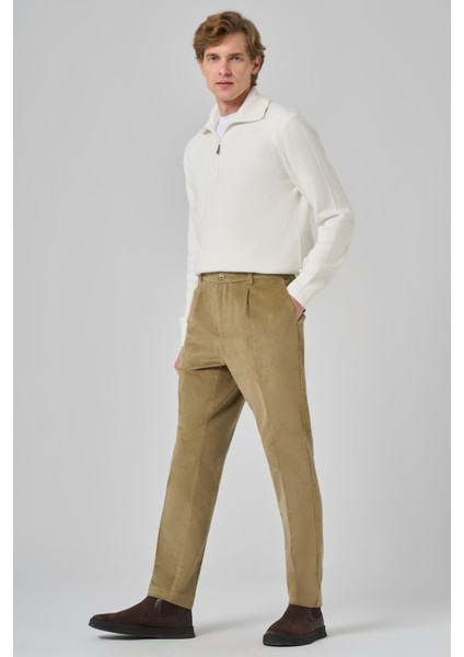 Erkek Bej Pamuk Trend Fitilli Kadife Lastikli Slim Fit Pantolon fiyatları