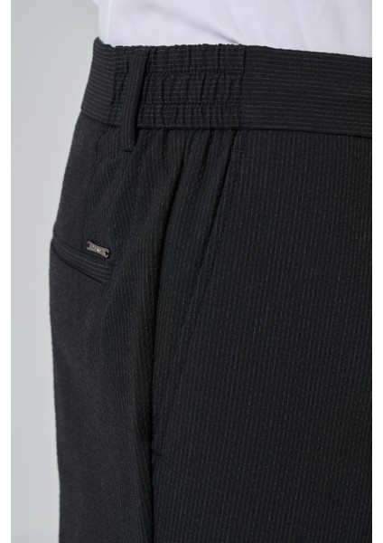 Erkek Siyah Poliviskon Trend Çizgili Slim Fit Jogger Pantolon modelleri