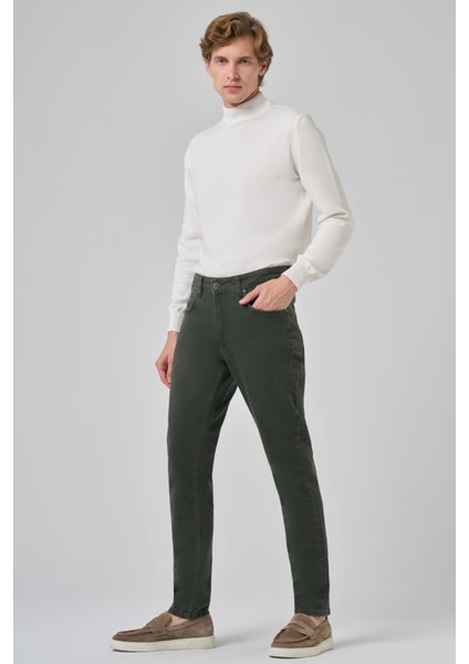 Erkek Haki Denim 5 Cep Slim Fit Jean Kot Pantolon fiyatları