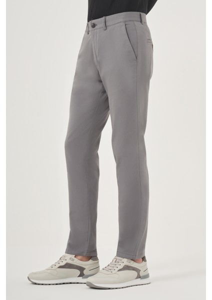 Erkek Gri Yazlık Pamuk Yan Cep Slim Fit Chino Pantolon modelleri