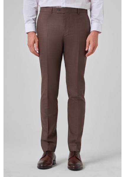 Erkek Kahve Klasik Slim Fit Dar Kesim Pantolon fiyatları