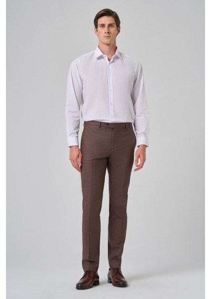 Erkek Kahve Klasik Slim Fit Dar Kesim Pantolon modelleri
