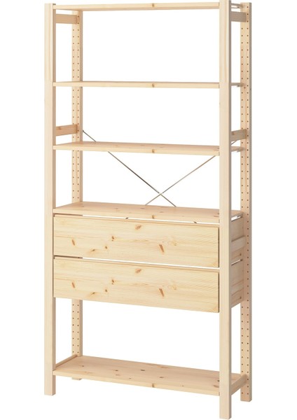 Çekmeceli raf ünitesi, çam, 89x30x179 cm