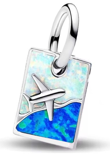 Uçak Seyahat Manifest Sallantılı Gümüş Charm