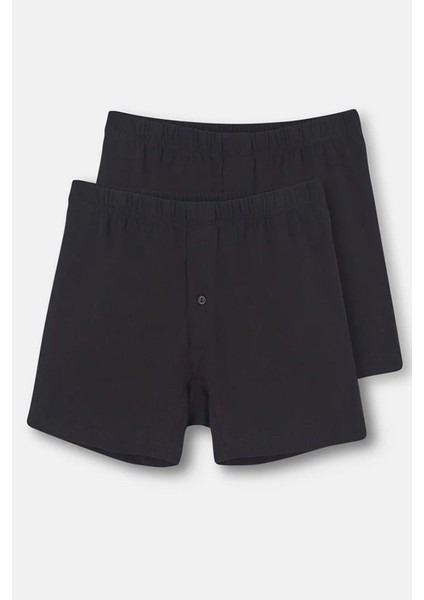 1220 Erkek 2'li %100 Pamuk Penye Boxer-Siyah fiyatları