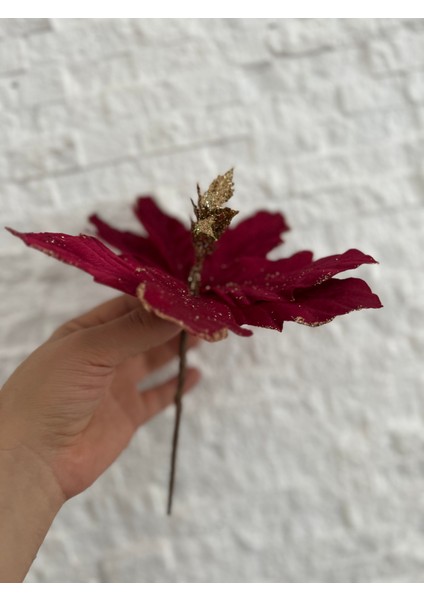 Yılbaşı Çam Ağacı Süsü Çam Ağacı Çiçeği Ata Çiçeği Kırmızı Bordo 20 cm Çap 20 cm Yükseklik fiyatları