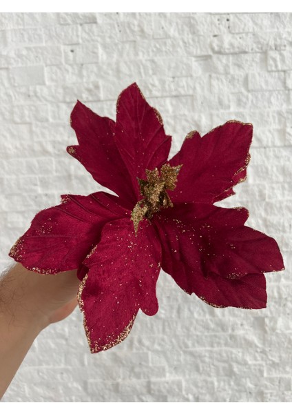 Yılbaşı Çam Ağacı Süsü Çam Ağacı Çiçeği Ata Çiçeği Kırmızı Bordo 20 cm Çap 20 cm Yükseklik fırsatları