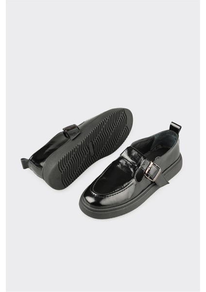 Siyah Deri Kadın Günlük Ayakkabı modelleri