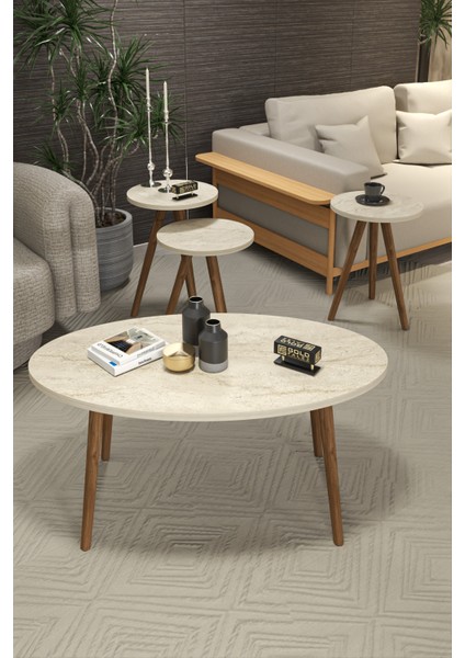 Orta Sehpa ve 3 Lü Zigon Sehpa Torna Elips Traverten indirimleri